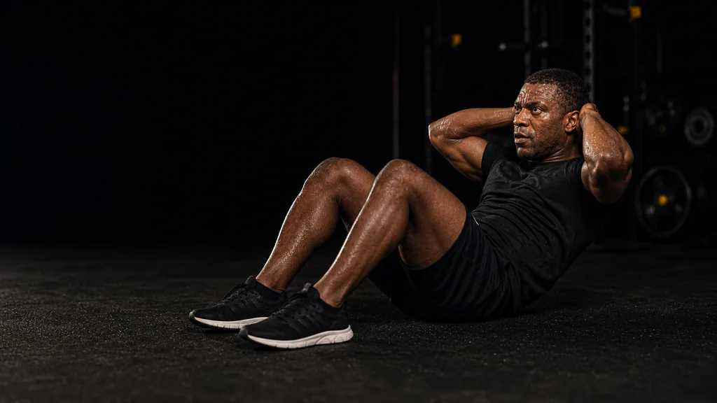PU365 founder training with a controlled sit-up